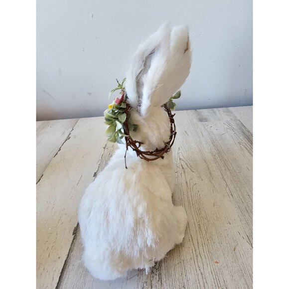Vintage Pier 1 Easter sisal bottle brush rabbit Bunny white flowers spring Easte - Picture 3 of 8
